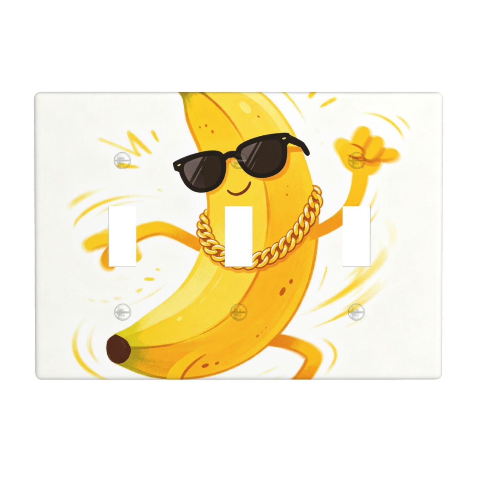 Banana Dancing 3 Gang Switch Plate Cover-Unbreakable Polycarbonate Wall Plate, Heat Resistant Toggle Switch Decor for Home