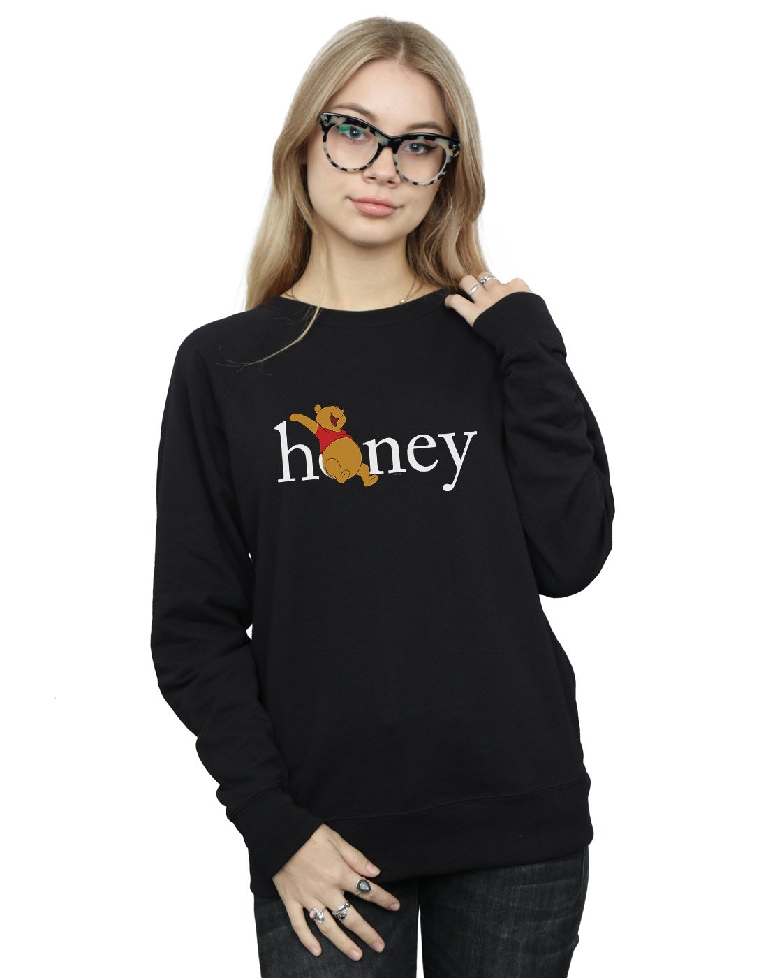 Absolute Cult Women's Black Disney Winnie The Pooh Honey Sweatshirt Large