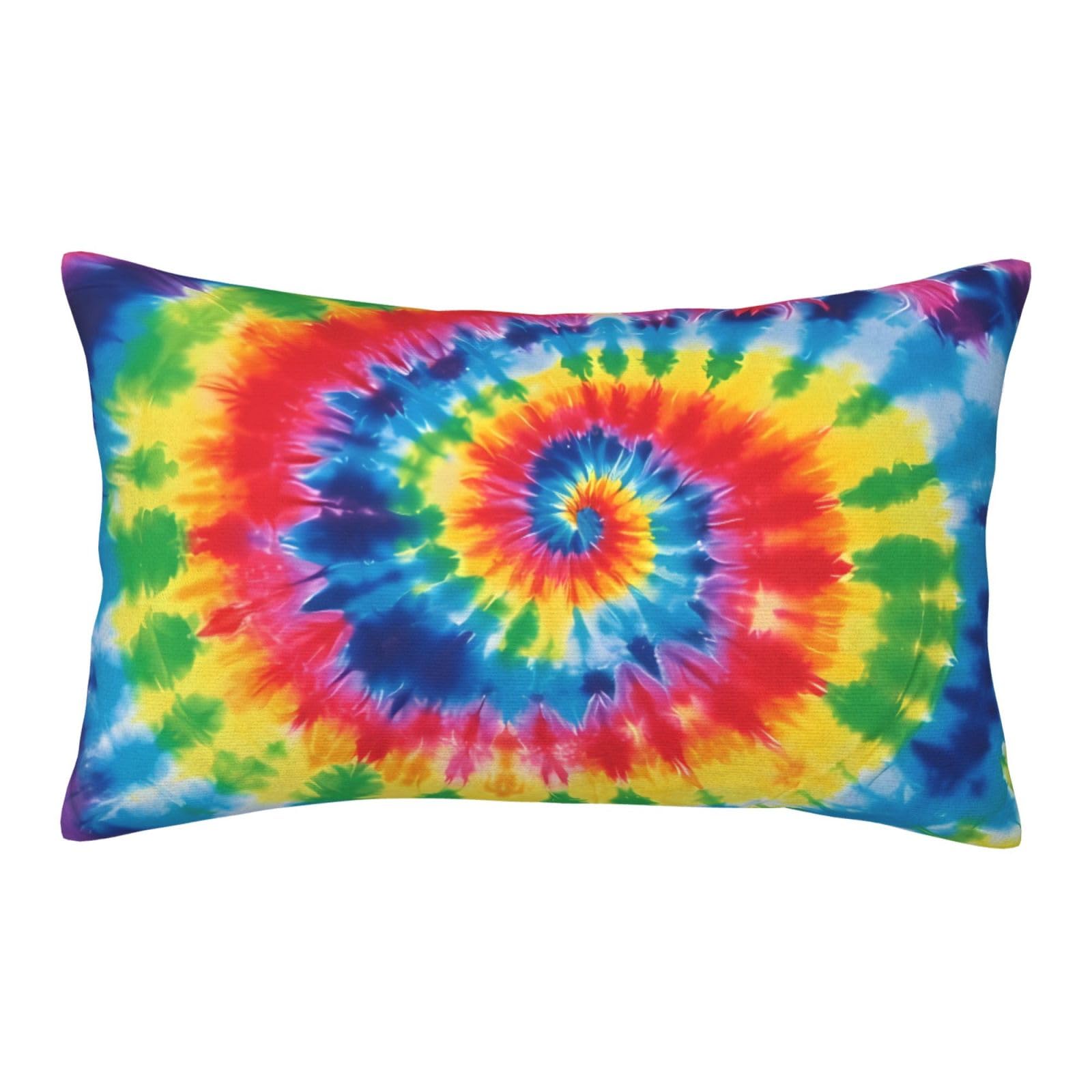 Velvet Pillowcases 16"x24" Ultra Soft Breathable Pillow Cases, Luxury Fuzzy Throw Pillow Covers with Zipper, tie dye Rainbow Pillow Shams All Seasons Decorative Cushion Cases for Couch
