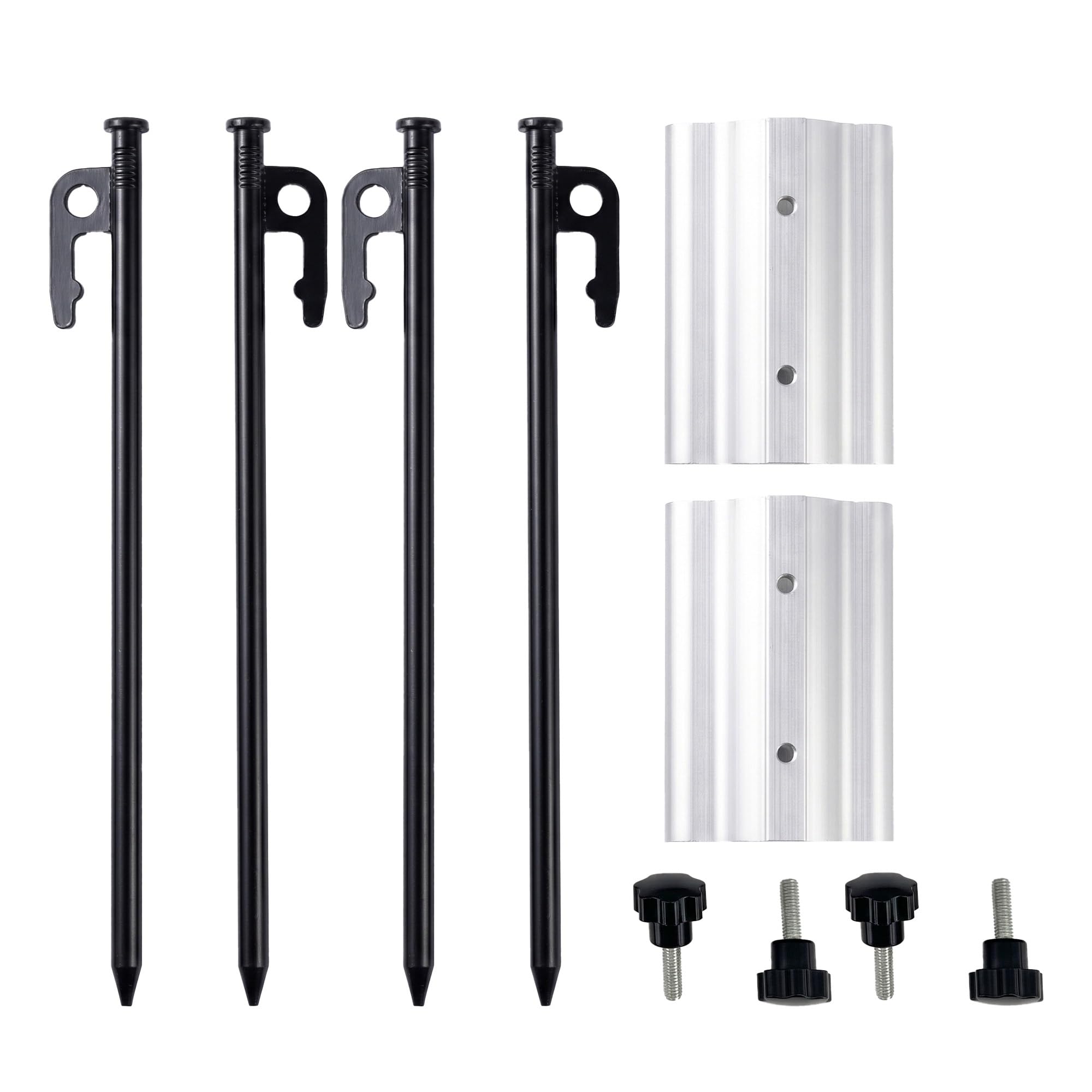Picchetti per Tende in Metallo Resistente Support for Palo for Tettuccio in Alluminio con Foro a Sgancio Rapido, Ancoraggio for Tenda da Giardino Resistente alla Ruggine(Silver (Set of 2),Dia 24-34mm)