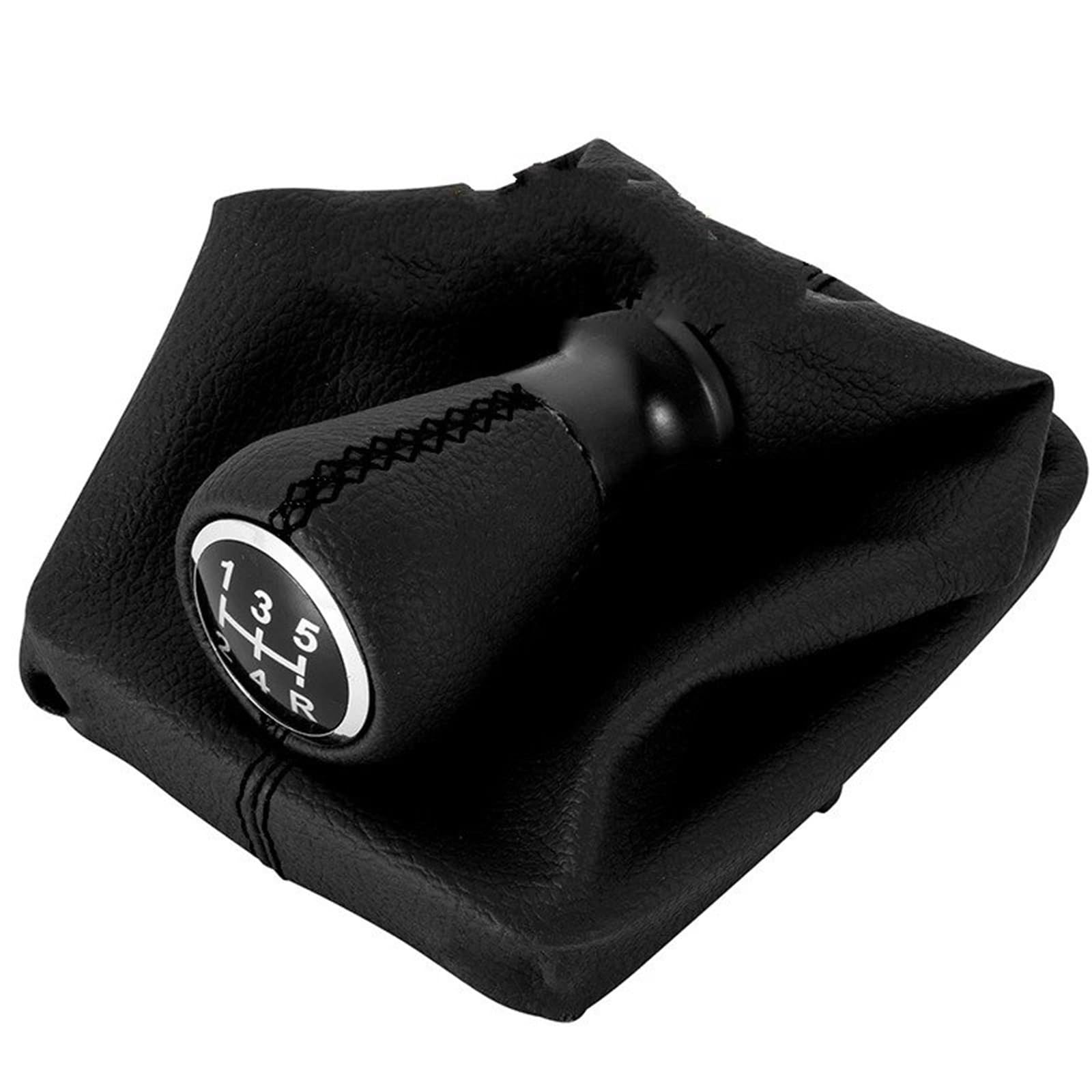 Dufwehr Black Shifter Knob For Peugeot 206 406 Manual Transmission 5 Speed Leather Gear Shift Knob Gaiter Boot Cover Shifter Handle Car Accessories(Black)