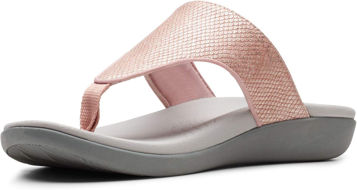 Clarks Women's Brio Vibe Sandal, Rose Gold Snake Synthetic, 10 Buy