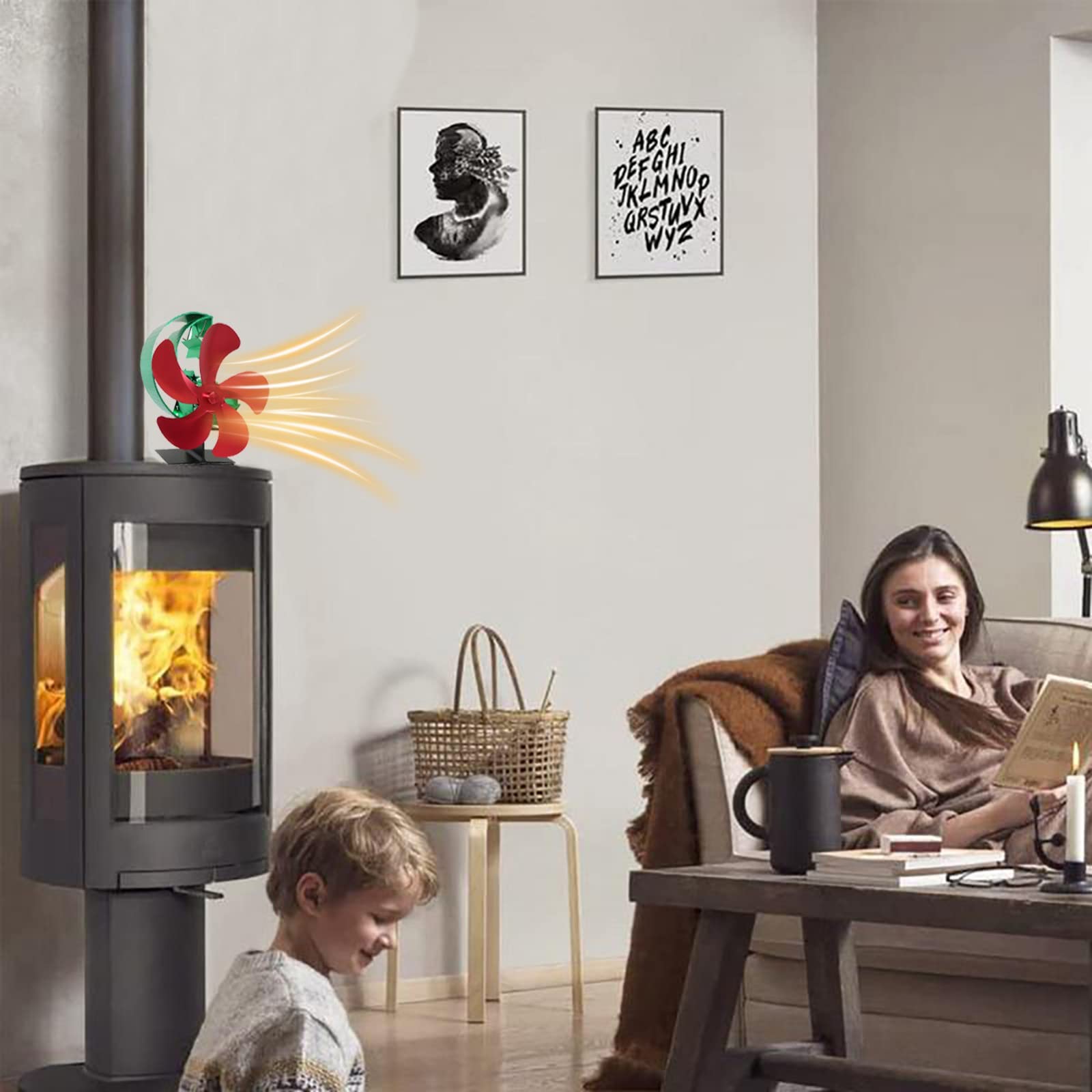 Ventilatore Per Stufa A Legna Wiltec A Doppia Testa Con 12 Pale – Funziona Senza Elettricità, Distribuisce Il Calore Fino A 350°C E Fa Risparmiare Legna
