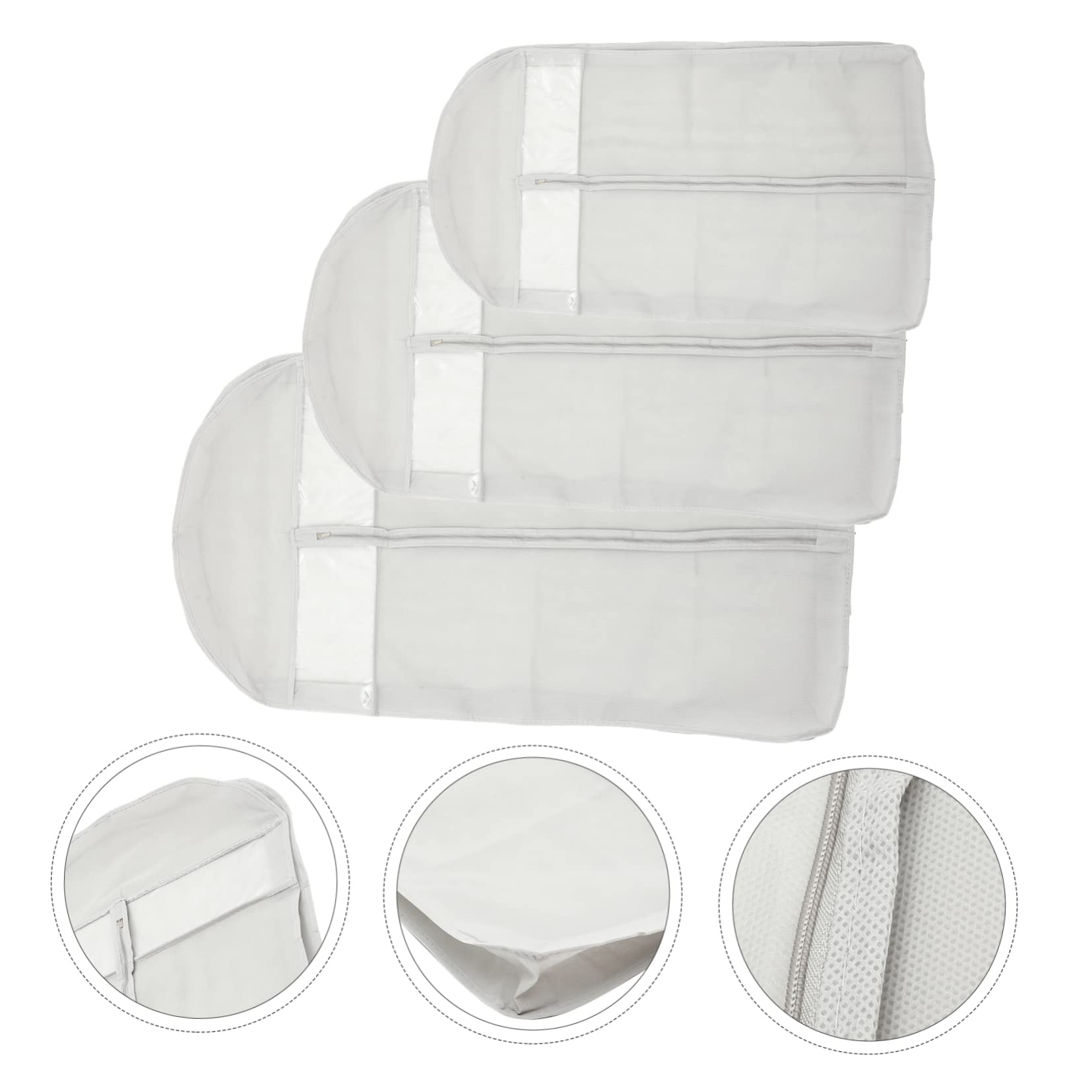 Funda para Ropa Colgante 3 Piezas de Tela No Tejida y Pvc | Transparente con Ventana, Protección contra Polvo y Humedad, Juego de Tres Tamaños para Armario
