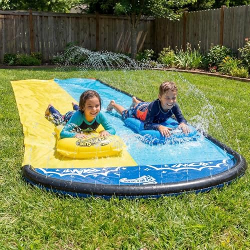 Wham-O Slip N Slide 18ft Double Wave Rider with Body Boards, Lawn Water Slides for Kids, for...
