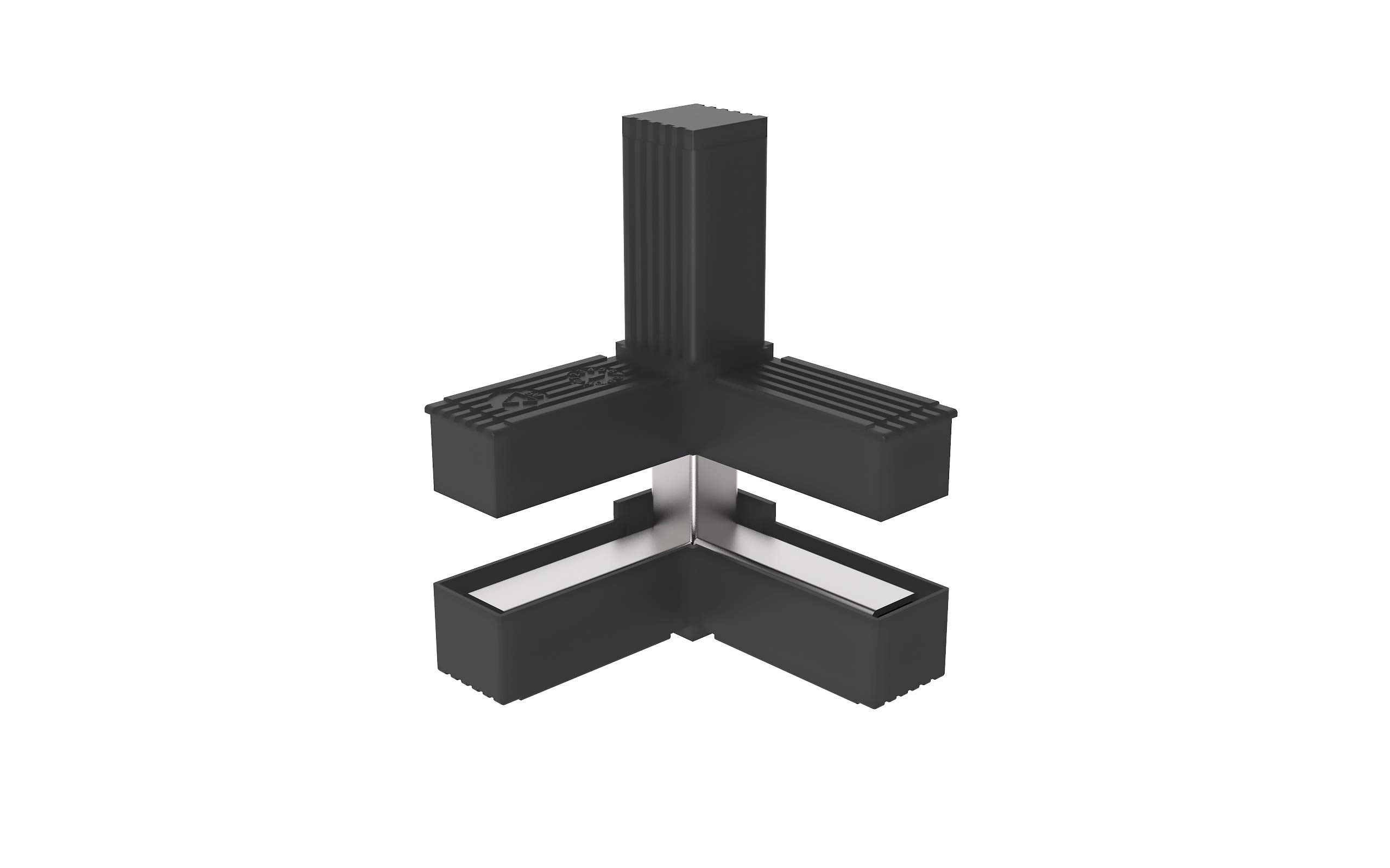 Conectores para tubos cuadrados (en Y) - 2 unidades / 25,00 x 25,00 (mm) (Con ALMA de Acero)