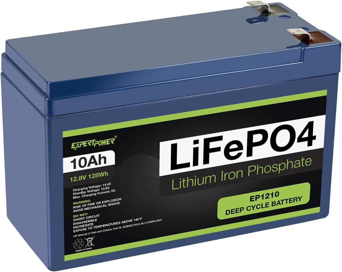 ExpertPower 12V 10Ah Lithium LiFePO4 Deep Cycle Rechargeable Battery | 2500-7000 Life Cycles & 10-Year lifetime | Built-in BMS