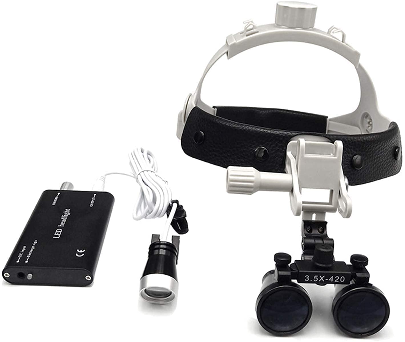 asdchZen Magnifying Glasses Dental Loupes,3.5X Dentist Dental Surgical Binocular Loupes,Dental Binocular Loupes Magnifying Glasses,Dental Surgery Head-Mounted Magnifier With Led Headl