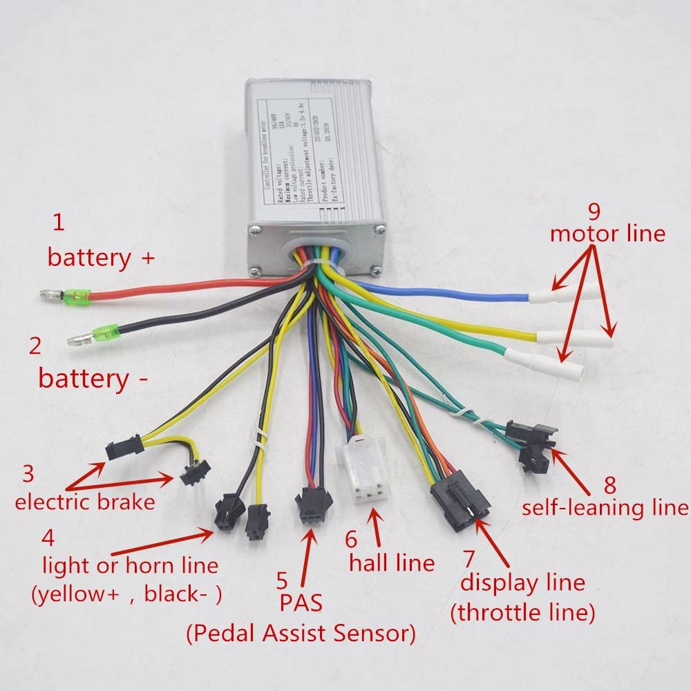Regulador Patinete Electrico 3 6V 48V 250W 350W Controlador de Scooter eléctrico con Velocidad de visualización del Acelerador for Motor/Scooter/e Bicicleta Controlador del Motor