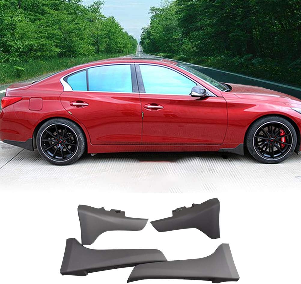 Front + Rear Fender Fit for 2014-2023 Infiniti Q50/Q50s Splash Mudflaps Guards - Unpainted Matte Black ABS Mud Flaps Fender Splash Guards