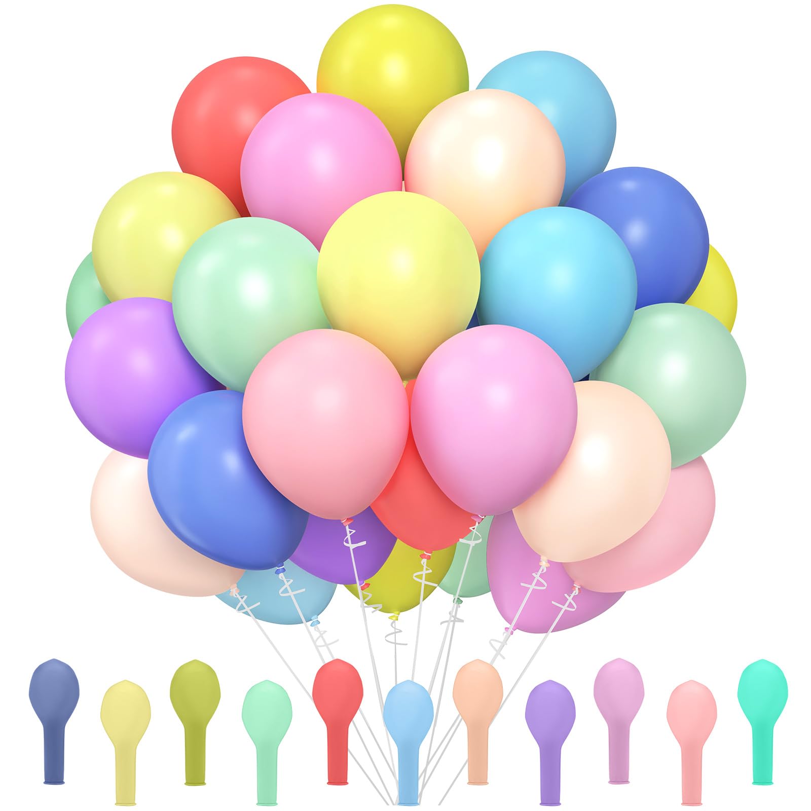 110 Pastel Balloons Pack Assorted Color, 12 Inch Latex Balloons, 11 Color Party Helium Balloon, Rainbow Balloons for Kids' Birthday Decoration, Baby Shower, Graduation, Party Supplies