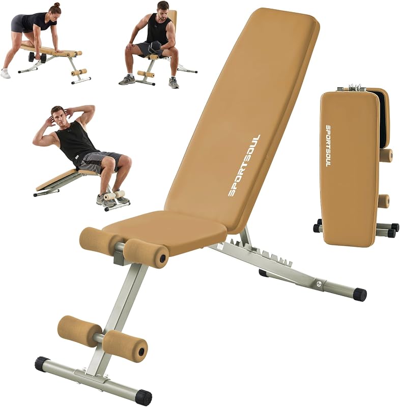 880LB Weight Bench, 8-Position Backrest Adjustable Workout Bench | Foldable Weight Bench for Home Gym Strength Training – Incline Decline Flat, Compact for Small Space Apartment Room Garage