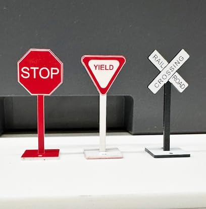 Model Railroad Signs - Choose from Stop, Yield, Rail Crossing HO Scale - Comfort House # J0654