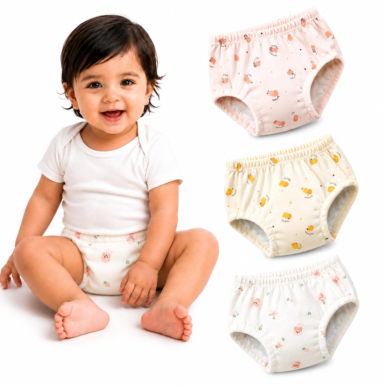 BABIES BLOOM Baby Potty Training Pants for Toddlers Boys & Girls | Reusable Cotton Training Underwear with Absorbent Layers & Leak-Proof Design | Soft, Breathable potty Training Pants for 1-5 Years (Pack of 3 (0-3 Year))-picture-35