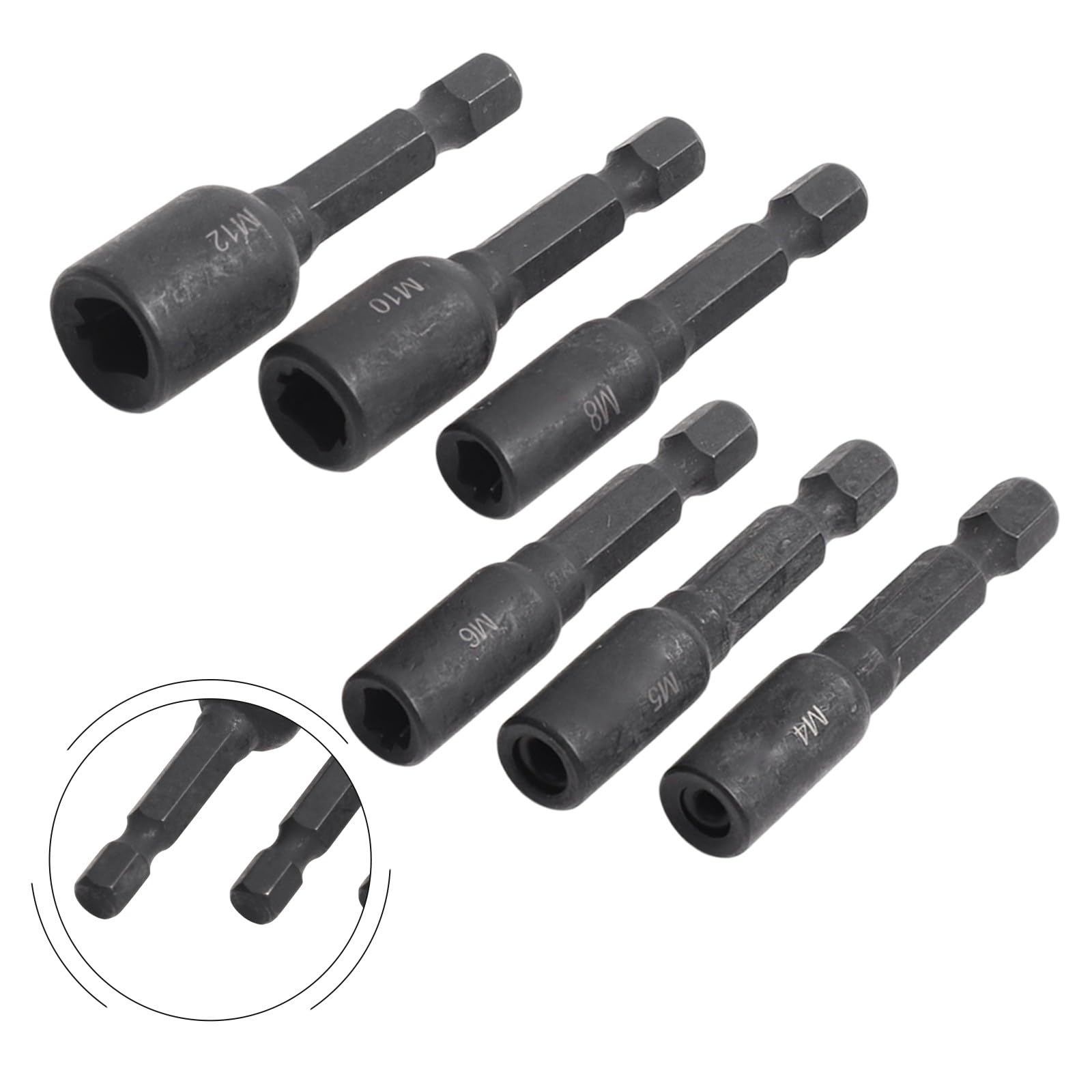 6-teiliges Gewindebohrer-Adapter-Set, 4–12 mm Gewindeausdreher mit 1/4-Zoll-Sechskantschaft, Verlängerungsstange aus legiertem Stahl für Bohrmaschine, DIY, Auto-Reparatur