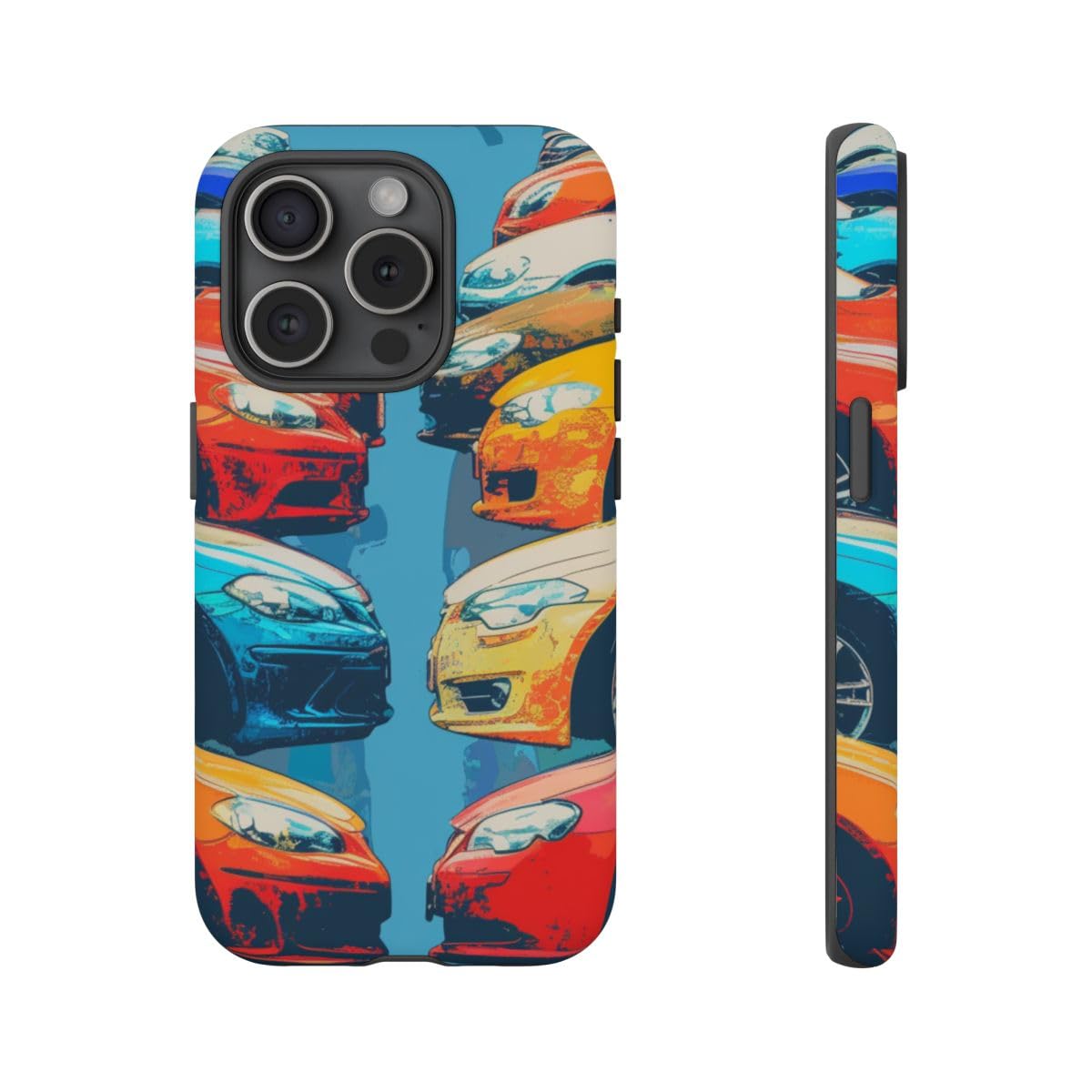 Coque iPhone 15 Pro voitures modernes colorées mate résistante multicolore - 4