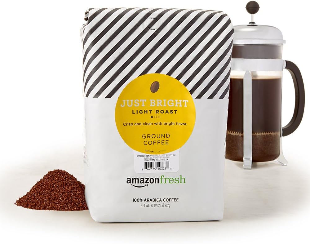 Amazon Fresh, Just Bright Ground Coffee, Light Roast, 32 Oz
