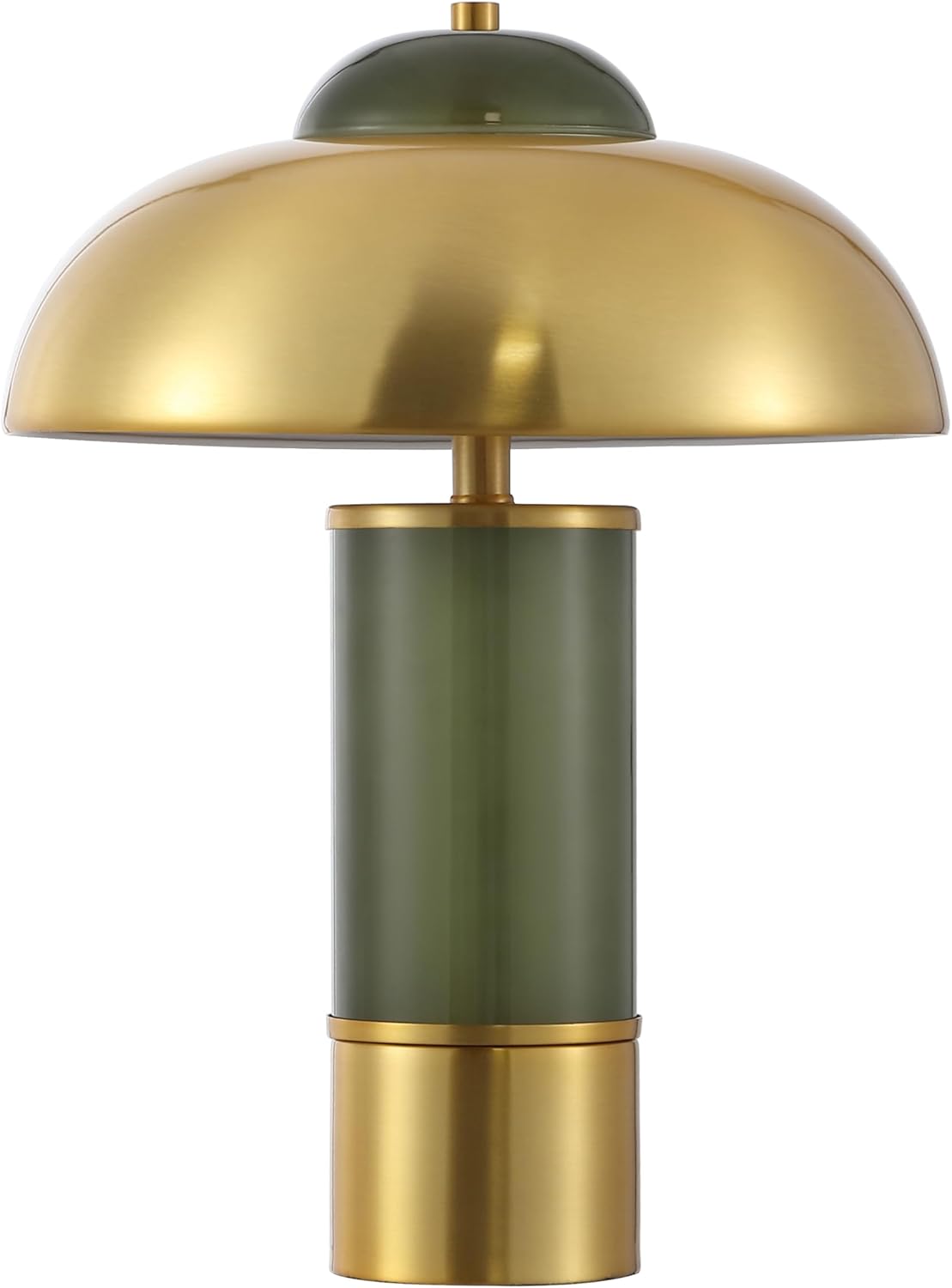SAFAVIEH Lighting Collection Drea 16-inch Green/Brass Glass/Metal Table Lamp (LED Bulb Included)