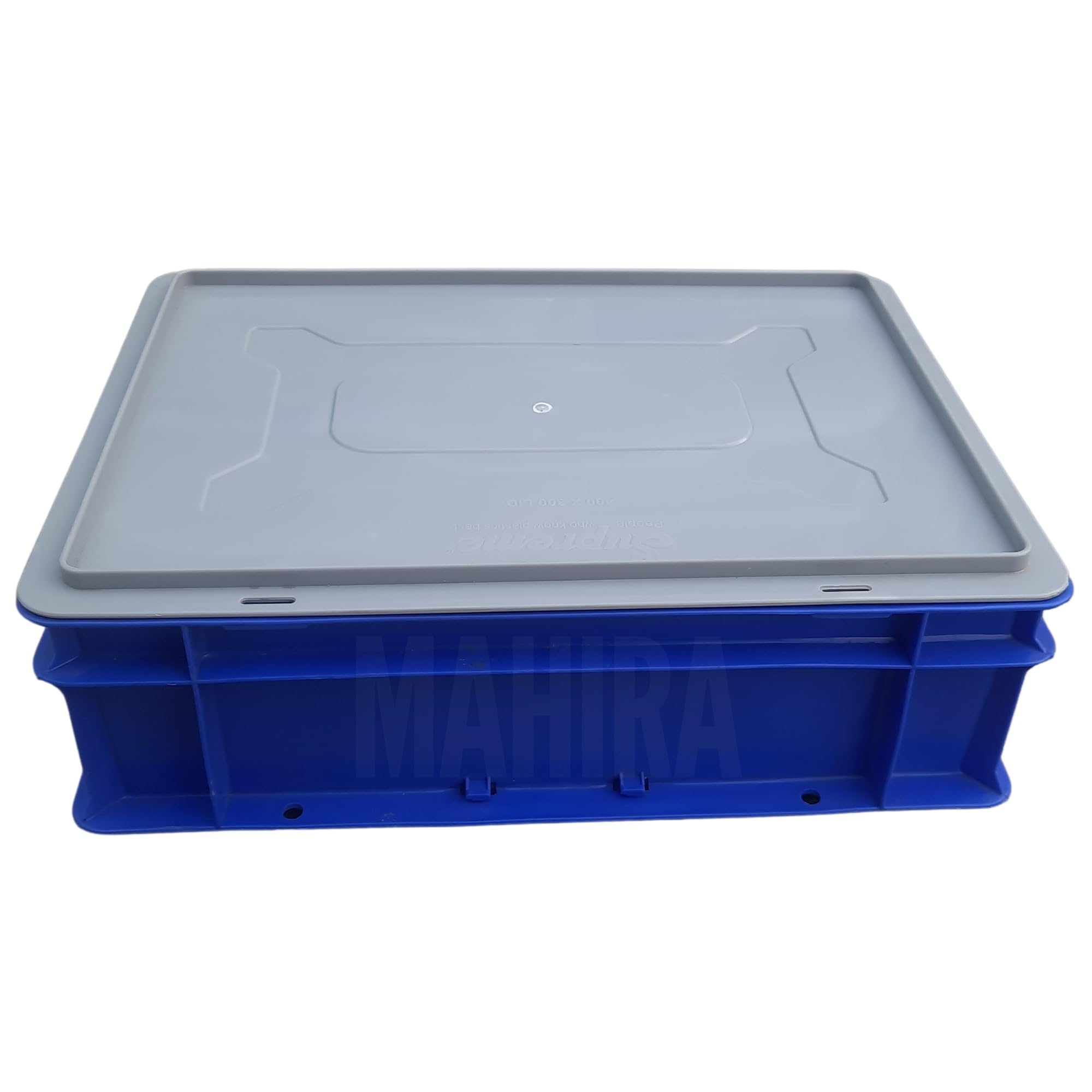 MAHIRA Plastic Crate 40x30x11 CM With Lid, Multipurpose Heavy Duty Portable Crates for storage | Shelf Basket for Large Storage Bin | Vegetable, Fruit, Milk 1