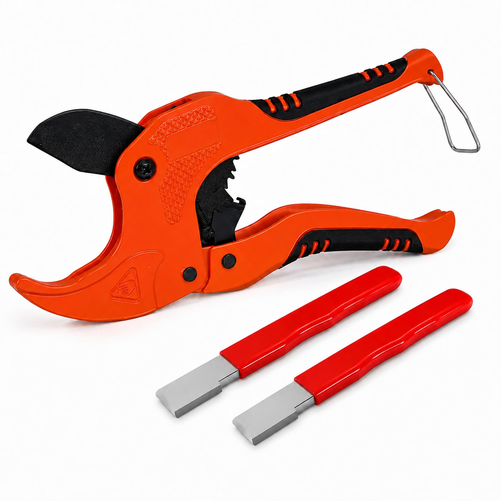 42mm Plastic Pipe Cutter, Ratchet PVC Pipe Cutter with 2 Sharpeners