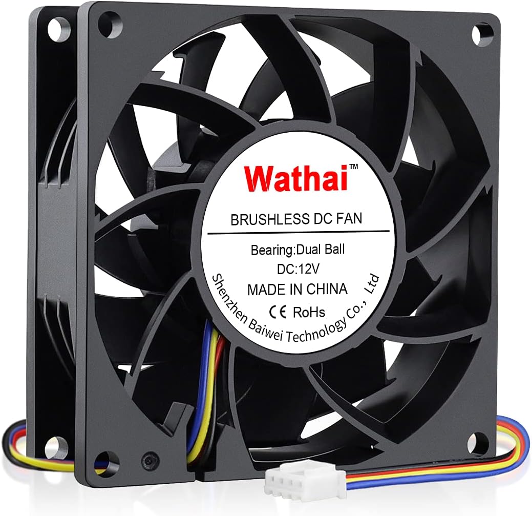 Wathai 80mm x 25mm PC Computer Case Fan PWM 12V 4Pin Fan High Static Pressure for Server Box Enclosure CPU Cooler Cooling