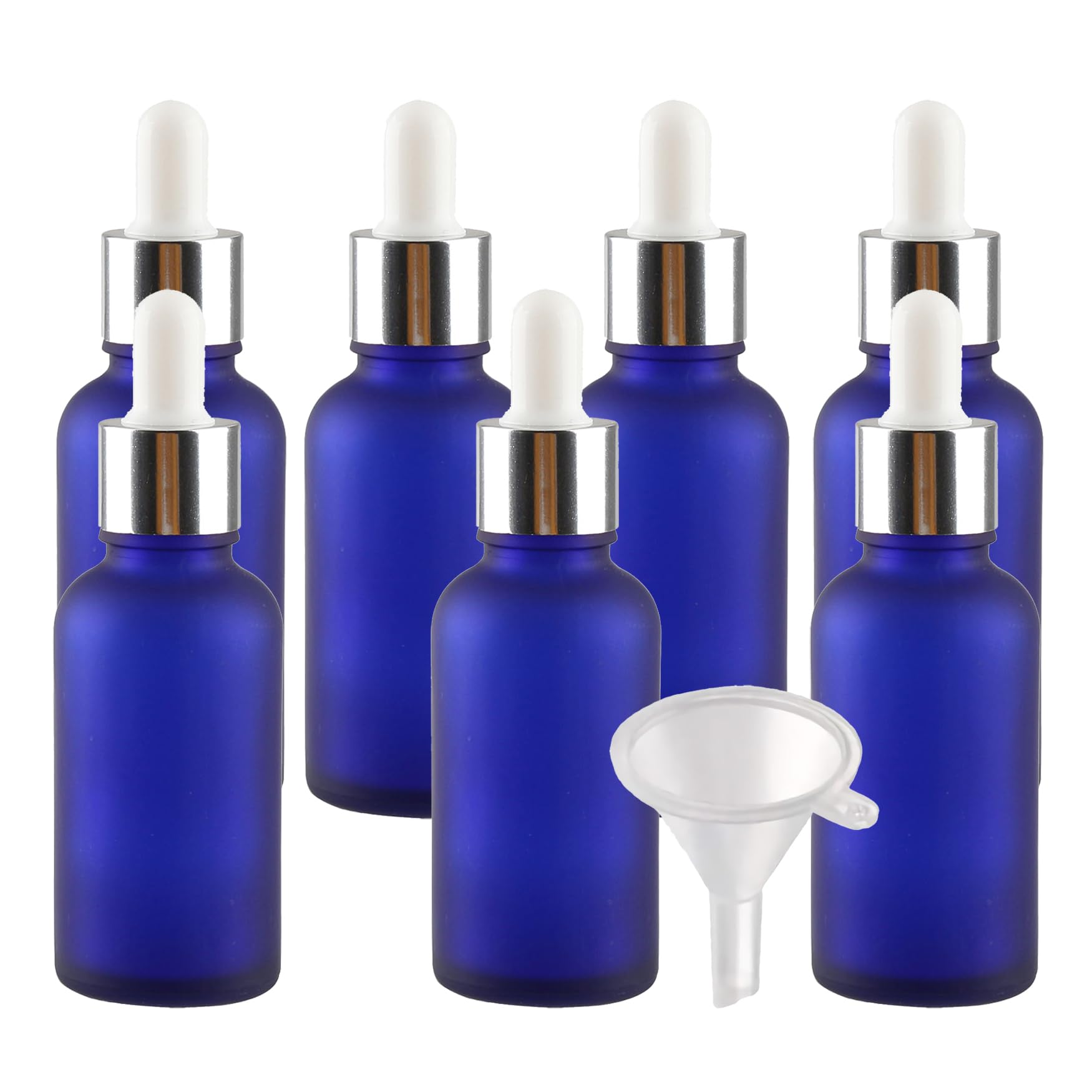 24 Piezas 30ml Mate Azul Frasco Cuentagotas Cristal, Botellas Cuentagotas Vacío con Plata Pipeta de Vidrio, para Muestra Fragancias de Aceites Esenciales de Aromaterapia Masaje Viaje