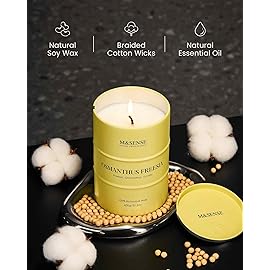M&SENSE Osmanthus Freesia Scented Candles Large, Natural Soy Candles 21.2oz 120 Hour Christmas Decor,Christmas Candle for Stress Relief Meditation Relaxing,Gift for Her