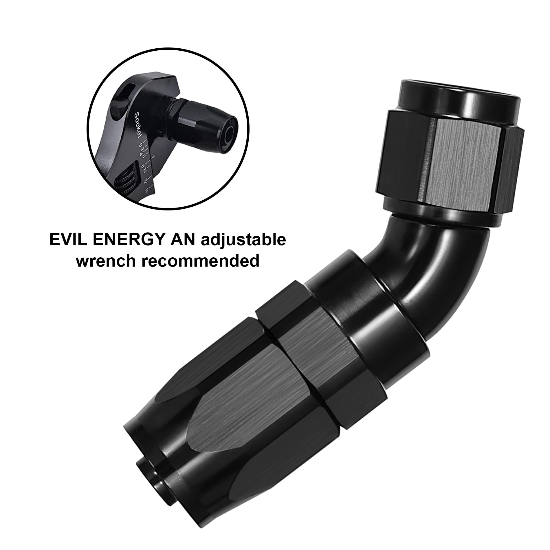 6AN 45 Degree Swivel Hose End Fitting - Aluminum, For Braided Fuel/Oil/Water Lines