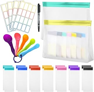 Pulver Portionierer Set，23 PCS Wiederverwendbare Kunststoff-Behälter für Nahrungsergänzungsmittel zum Mitnehmen, Tragbare Wasserdichte，Tragbare Nachfüllbehälter mit Messlöffel