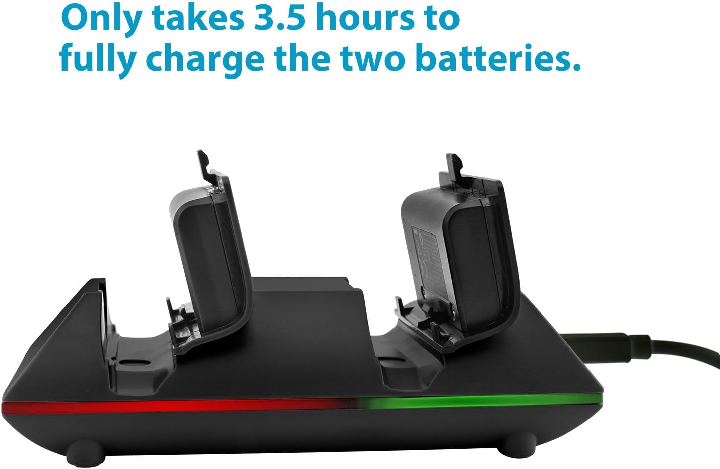 MoKo Xbox One Controller Charger with 2 Rechargeable Battery 800mAh Rechargeable Battery Dual Charging Station for Xbox One/One S/One X/Xbox One Elite Controllers - Black