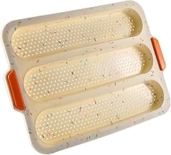 CIYODO 1 PC 3 Molde De Silicone De Pão Silicone Bakeware De Para Gelatinas Muffin Top Bandejas Para Assar Pão Panelas De Silicone Molde De Cozimento Molde De Pão Francês 3 Grade Molde De