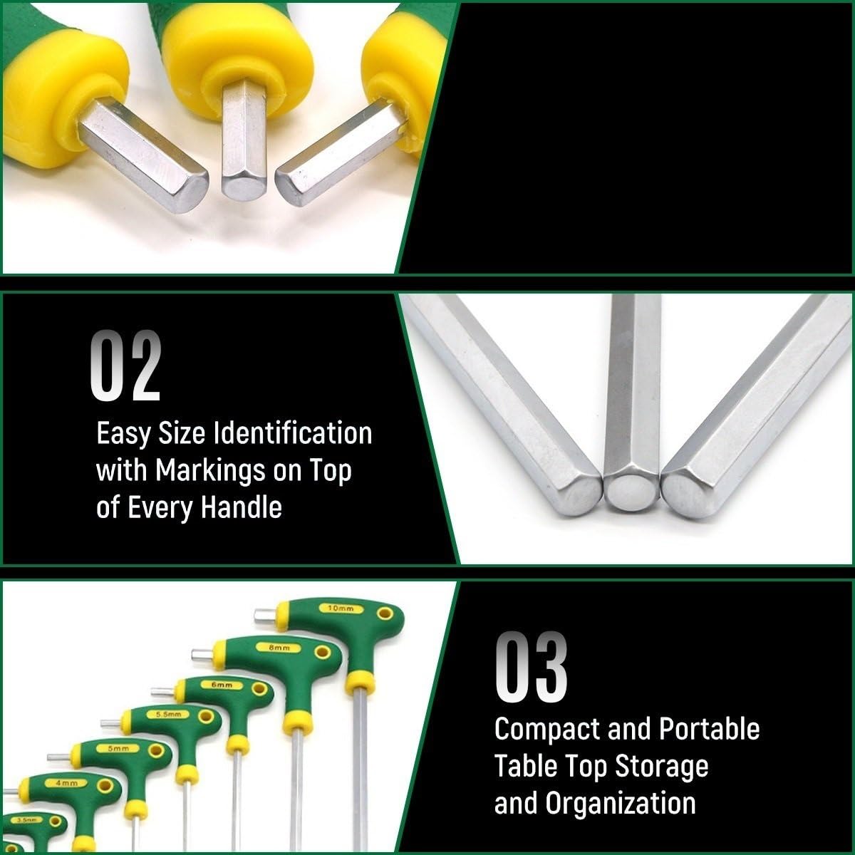 Llave Torque Juego de llaves hexagonales con mango en T 10 piezas, juegos portátiles estante almacenamiento, para reparación automóviles Carraca Reversible Dientes(10 pcs Torx-end)