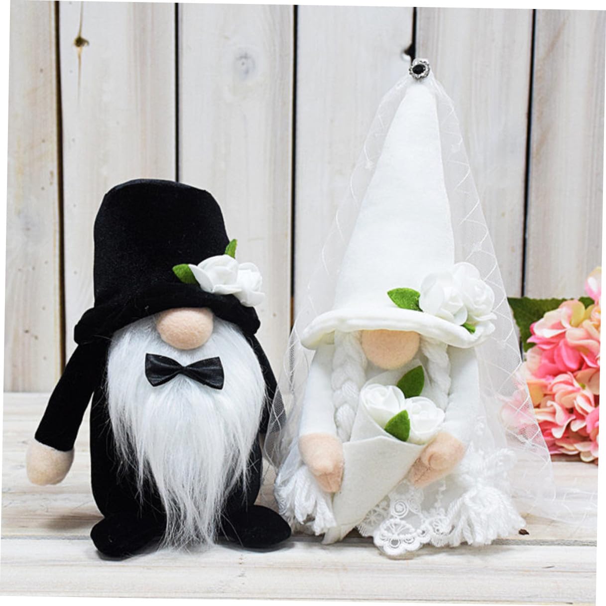 2 Stück Plüsch Hochzeitsgnome Braut Bräutigam Dekofigur Tischdeko aus Langlebigem Material für Hochzeitsfeier
