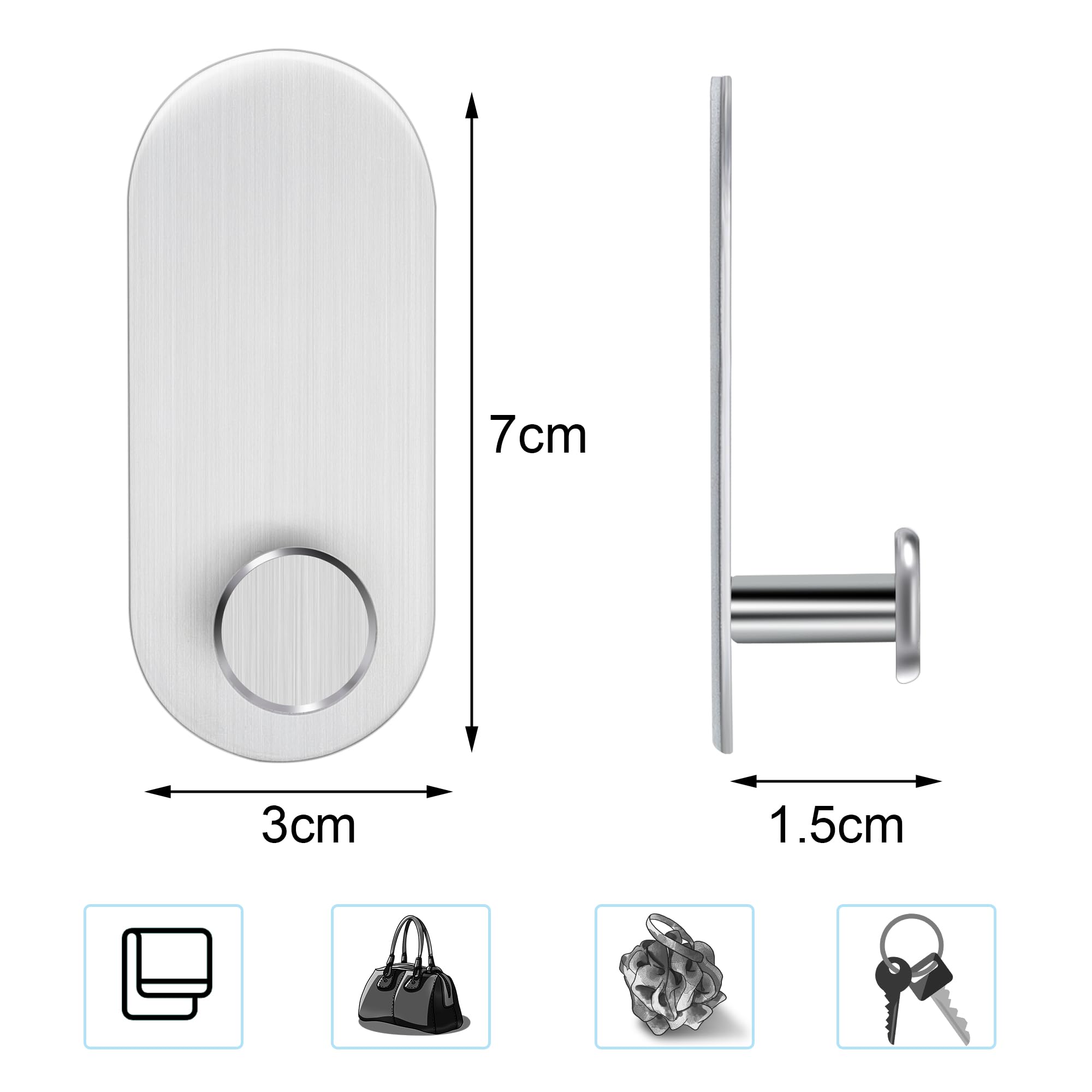 Porte Serviettes Salle De Bains Auto-Adhésif Acier Inoxydable SUS304 Barres Porte Serviettes Mural Adhesif Pour Douche Et Cuisine Etanche Barres Porte Avec Crochet Double Bars 40cm Rapanda 90963233