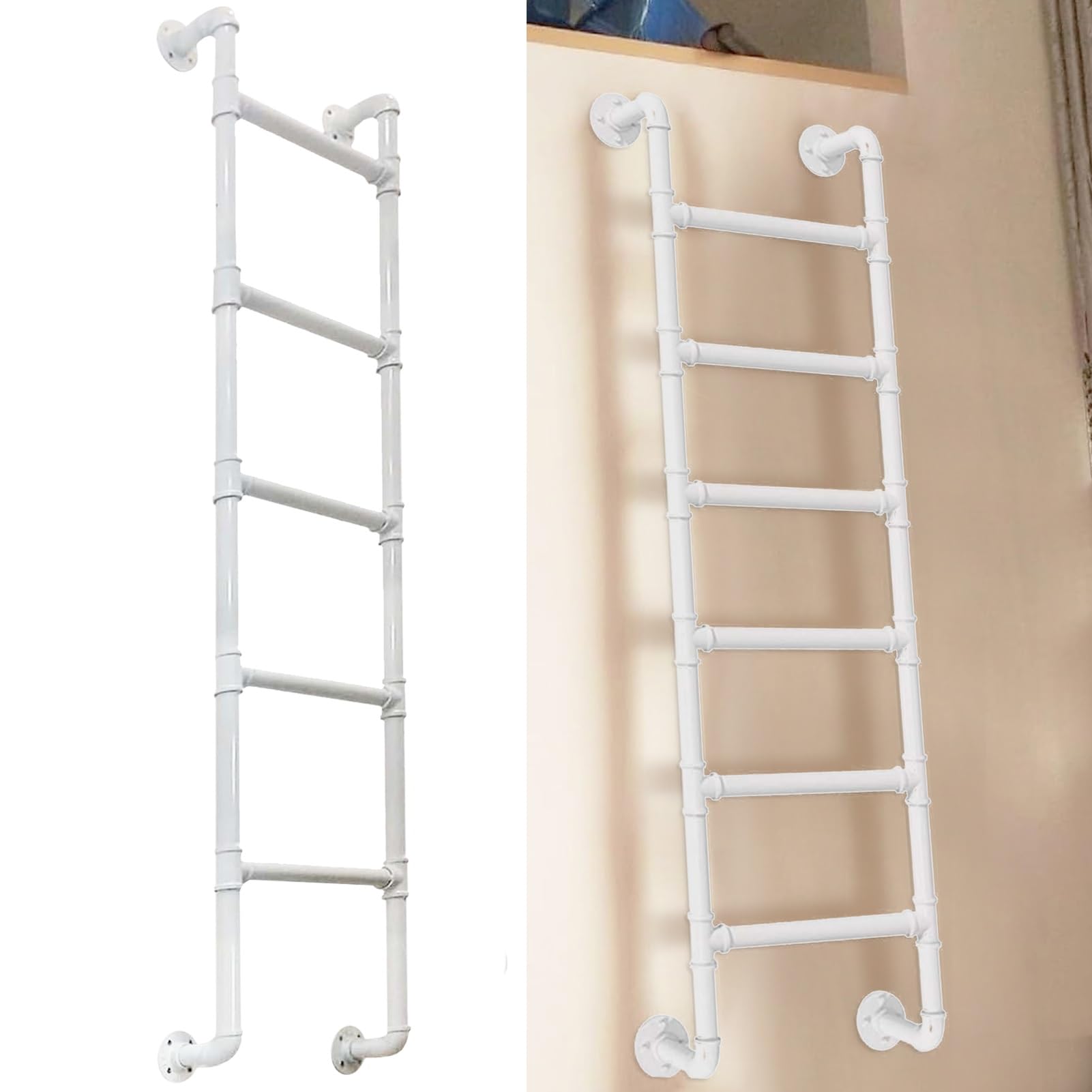Escalera para literas de metal: solución fija a la pared para subir seguro