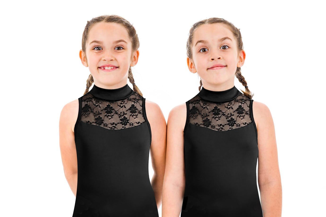 DANSHOW Justaucorps de Ballet en Dentelle pour Filles Justaucorps à col roulé pour Filles pour la Danse