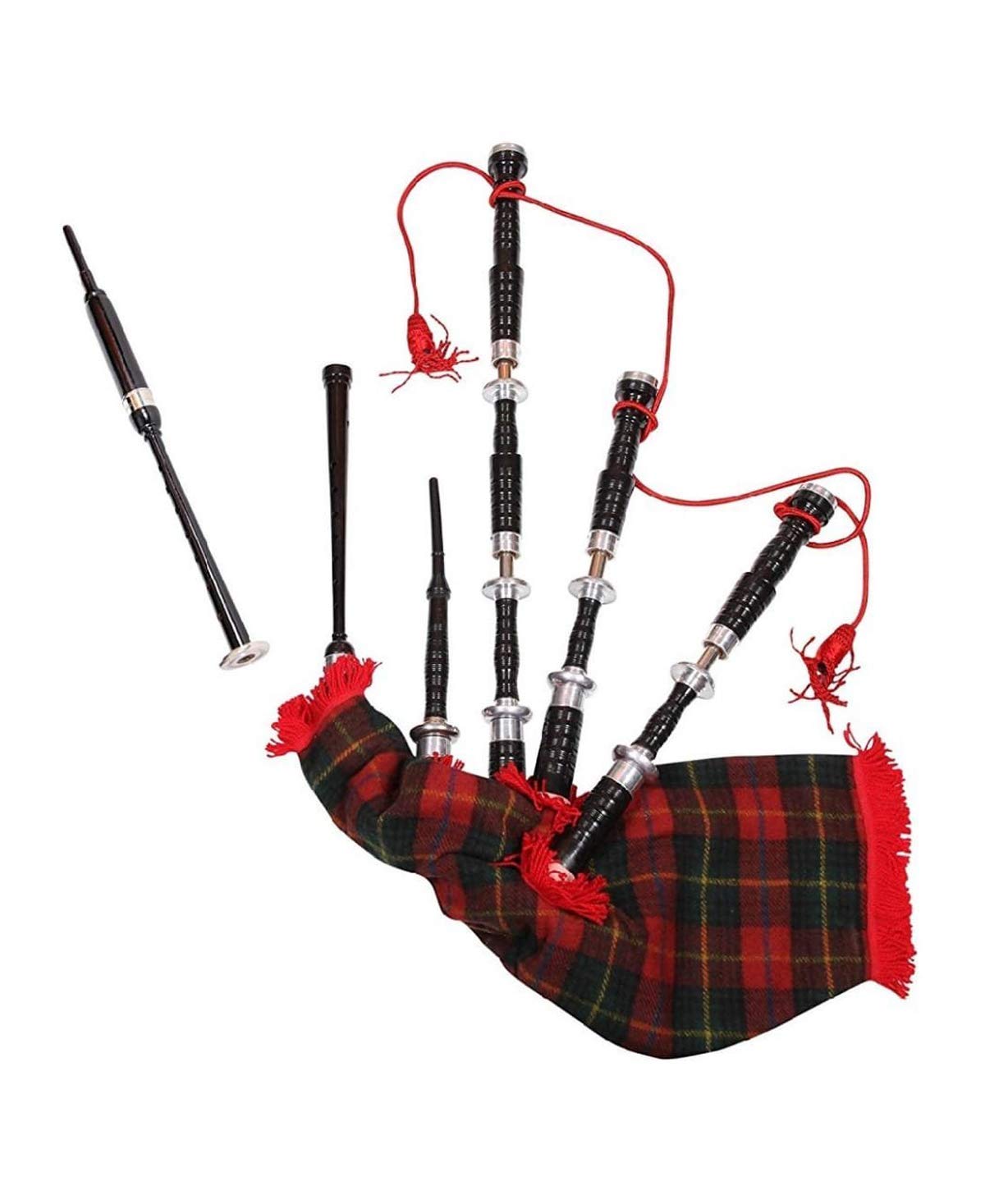 Handicraft Bagpipe Great Highland Woodwind Indian Instrument for the Music Lovers, in Best Wood (Army) Wood and Brass Bag Pipe Black-image-39