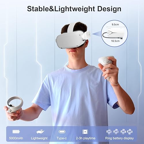 Miniatura 2 de Battery Pack for Oculus Quest 2, Accessories for Oculus Quest 2 Headset, 5000mAh Extended Power Compatible with Meta Quest 2 Oculus Original Strap