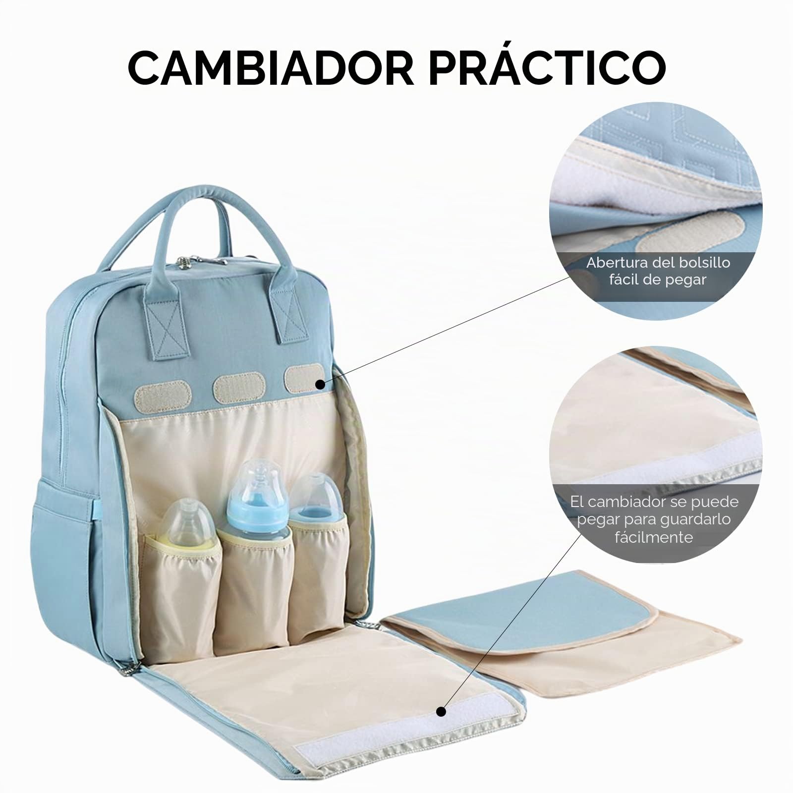 SONARIN Multifunción Elegante Mochila de Pañales para Bebé,Bolsa de Pañales Gran Capacidad Impermeable Bolsa para Pañales de Viaje Portátil con Cambiador y Ganchos Carrito Bebé