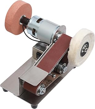 Mini Belt Sander, 45 Degree Knife Sharpener Electric Table Sander, 7 Gear Adjustable Speed Polisher, Power Belt Sanders for Metal Working, Knife Making Kits, Knife Grinder, DIY Woodworking