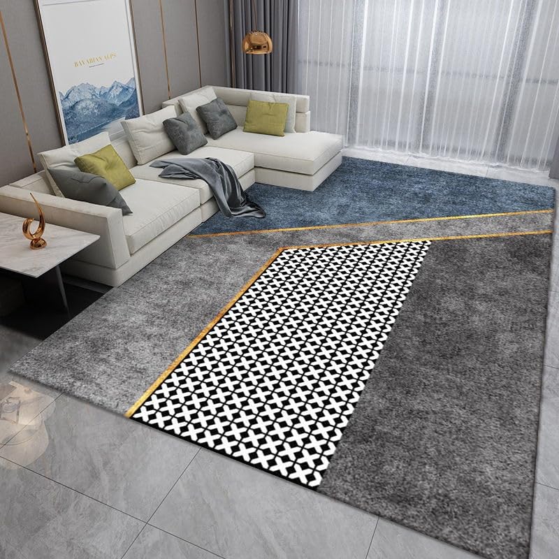 Tapis de salon lavable 200x290 cm antidérapant et grand format moderne