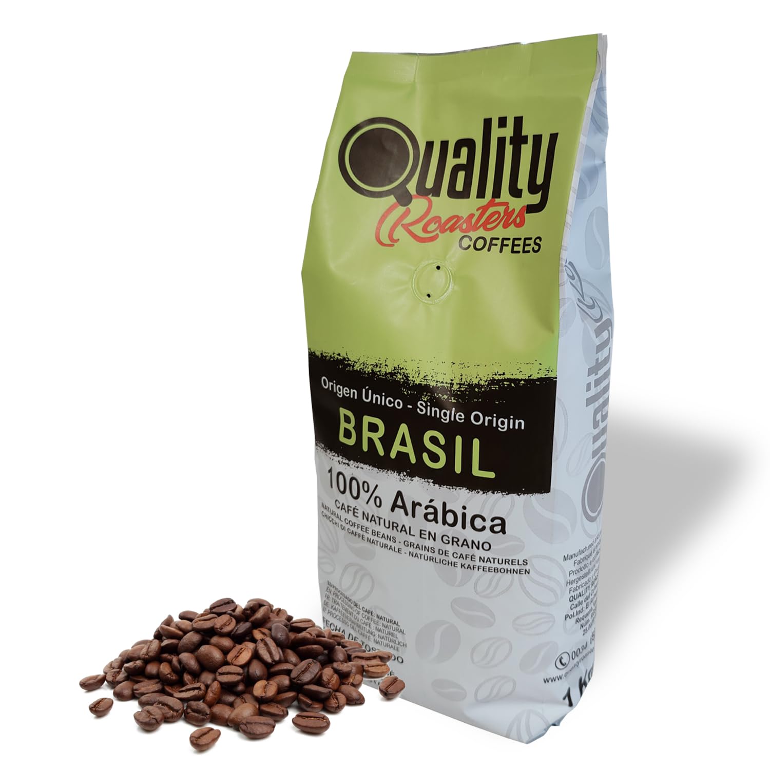 Café en grano natural 100% Arábica Origen único Brasil Tostado artesanal Tueste medio 1 kg