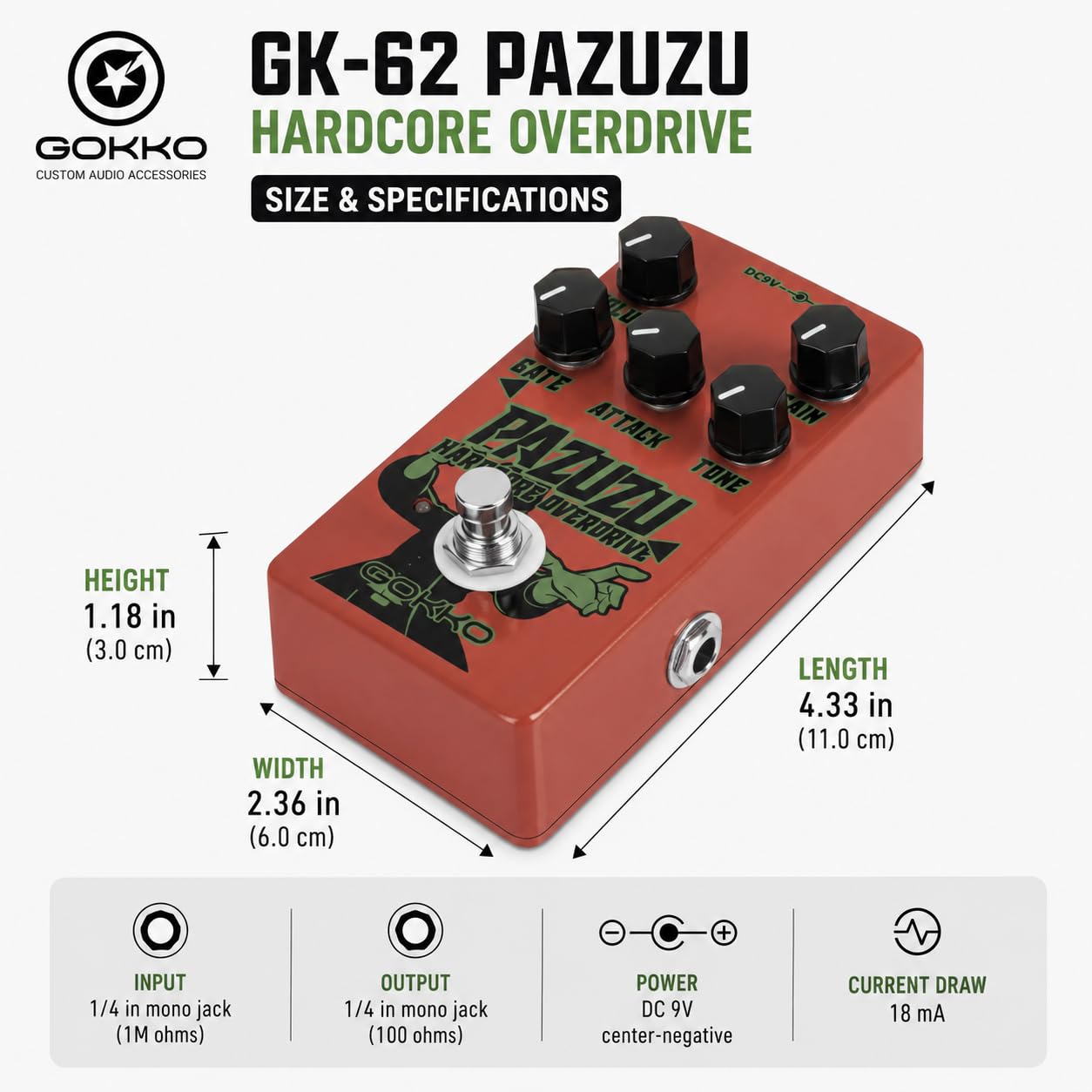 Amazon | GOKKO OVERDRIVE GK-62 - ノイズゲート搭載マルチトーン