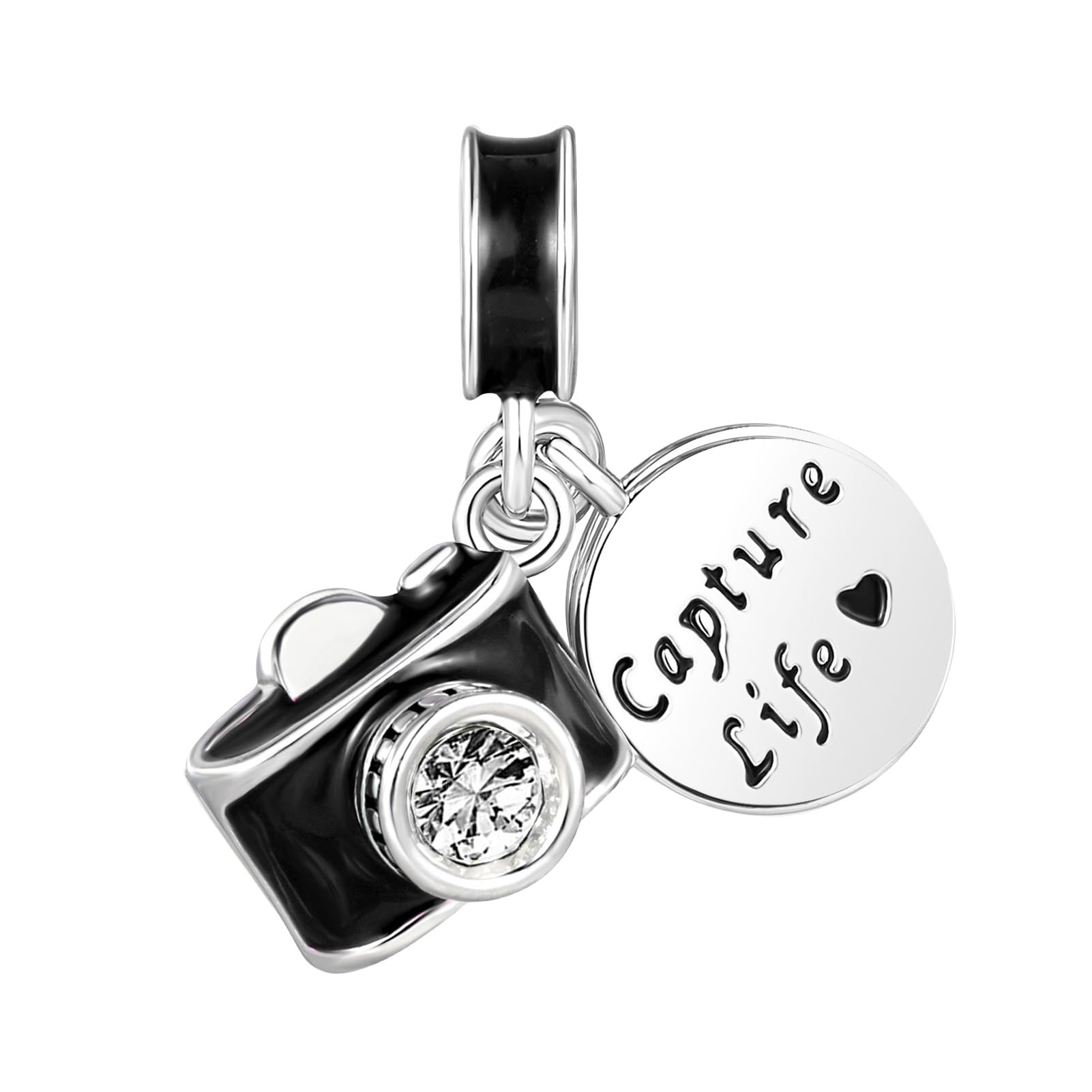 JMQJewelry Capture Life Camera Travel Birthstone Dangle Heart Women Bead Charms Fits Pandora Bracelet Mom Daughter Wife