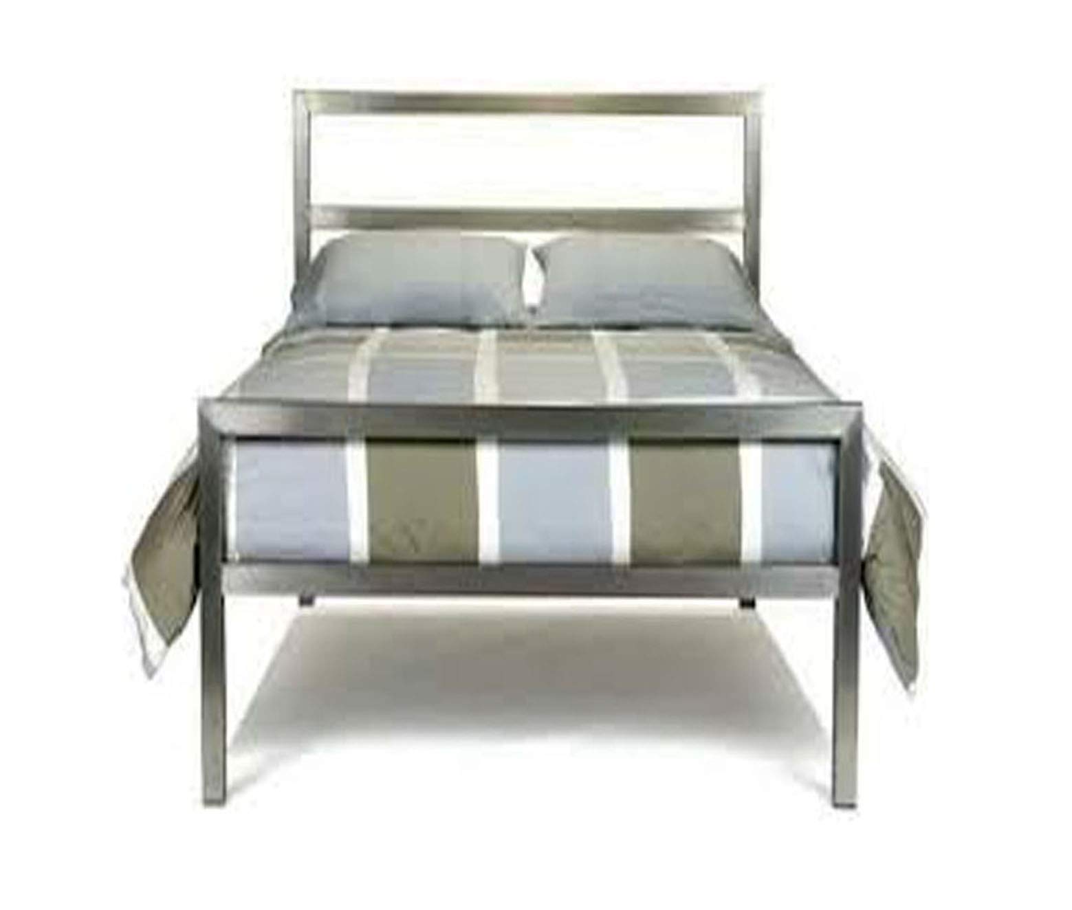Pure Stainless Steel Bed Frame Without Mattress (3 X 6 Feet, Steel Design 2)