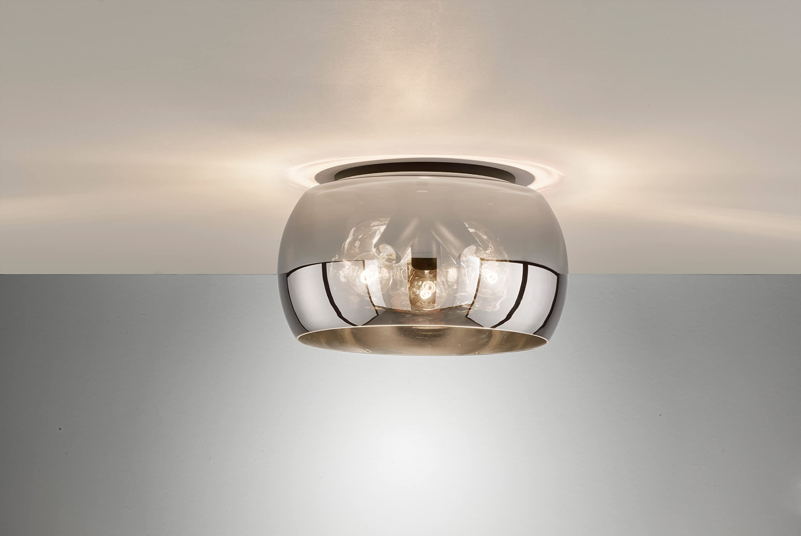 Fischer & Honsel Deckenleuchte „Dima“, Ø 40 cm, 3× E27 | Rauchglas & sandschwarz | moderne Wohnzimmer- & Esszimmerlampe (ohne Leuchtmittel) |