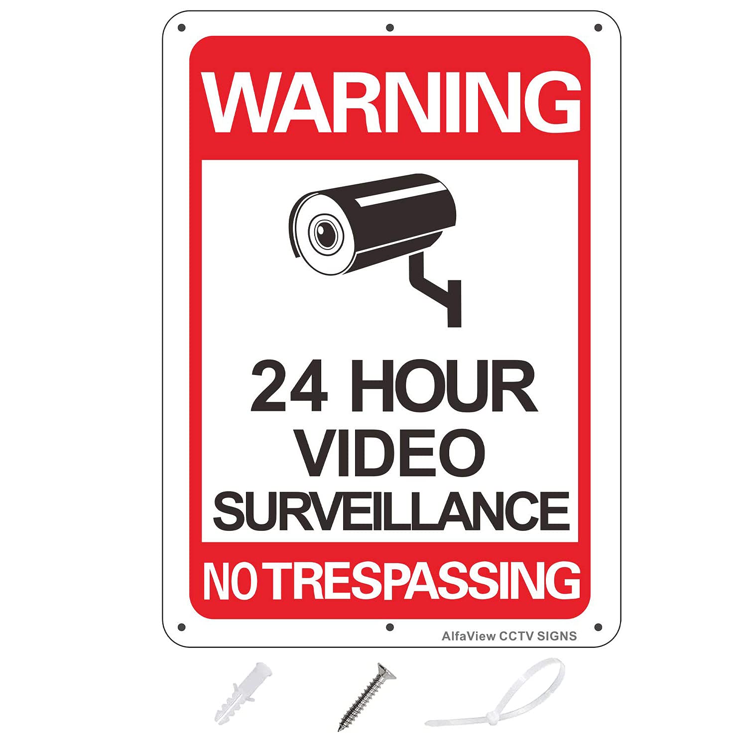 Panneau Vidéo Surveillé Aluminium - 25x18 Cm - Adhésif Réfléchissant - Lot De 2