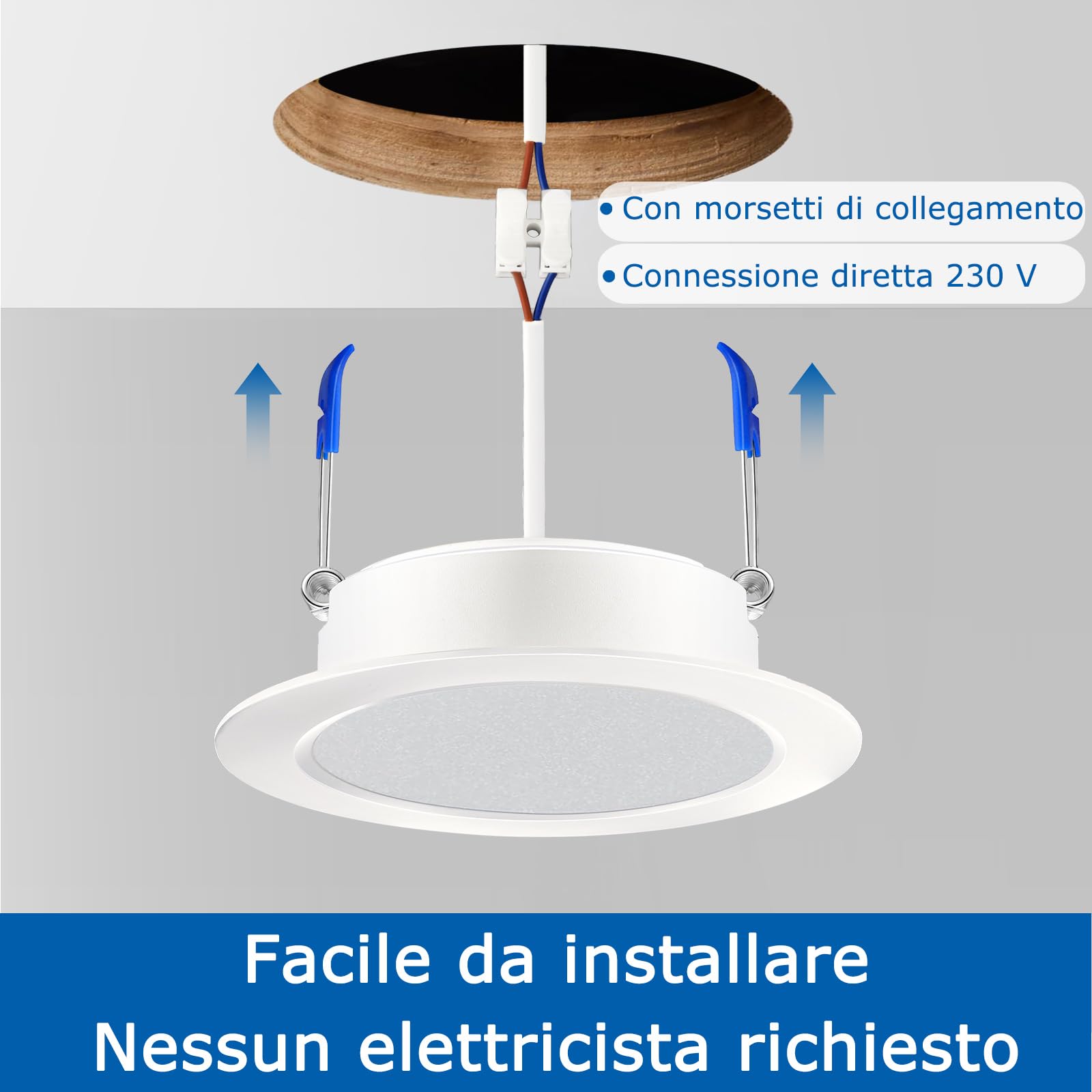 ZIZZLER 40 Faretti LED da Incasso per Cartongesso 220V, 6000K Bianco Freddo, Foro 68mm - 80mm, 5W IP44 Luci Soffitto Interno Ultra Slim, Luce Bianca, per Bagno, Cucina