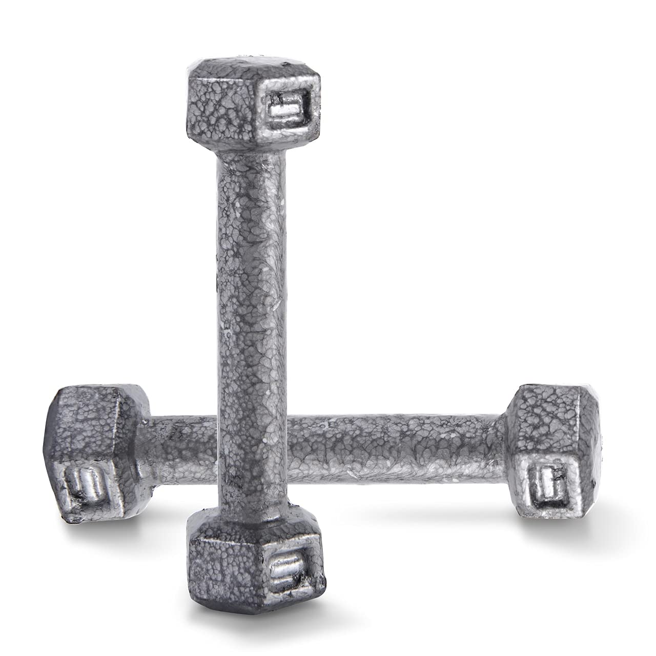 WF Athletic Supply Cast Iron Solid Hexagon Gray Black Dumbbells Strength Training Free Weights Set of 2 for