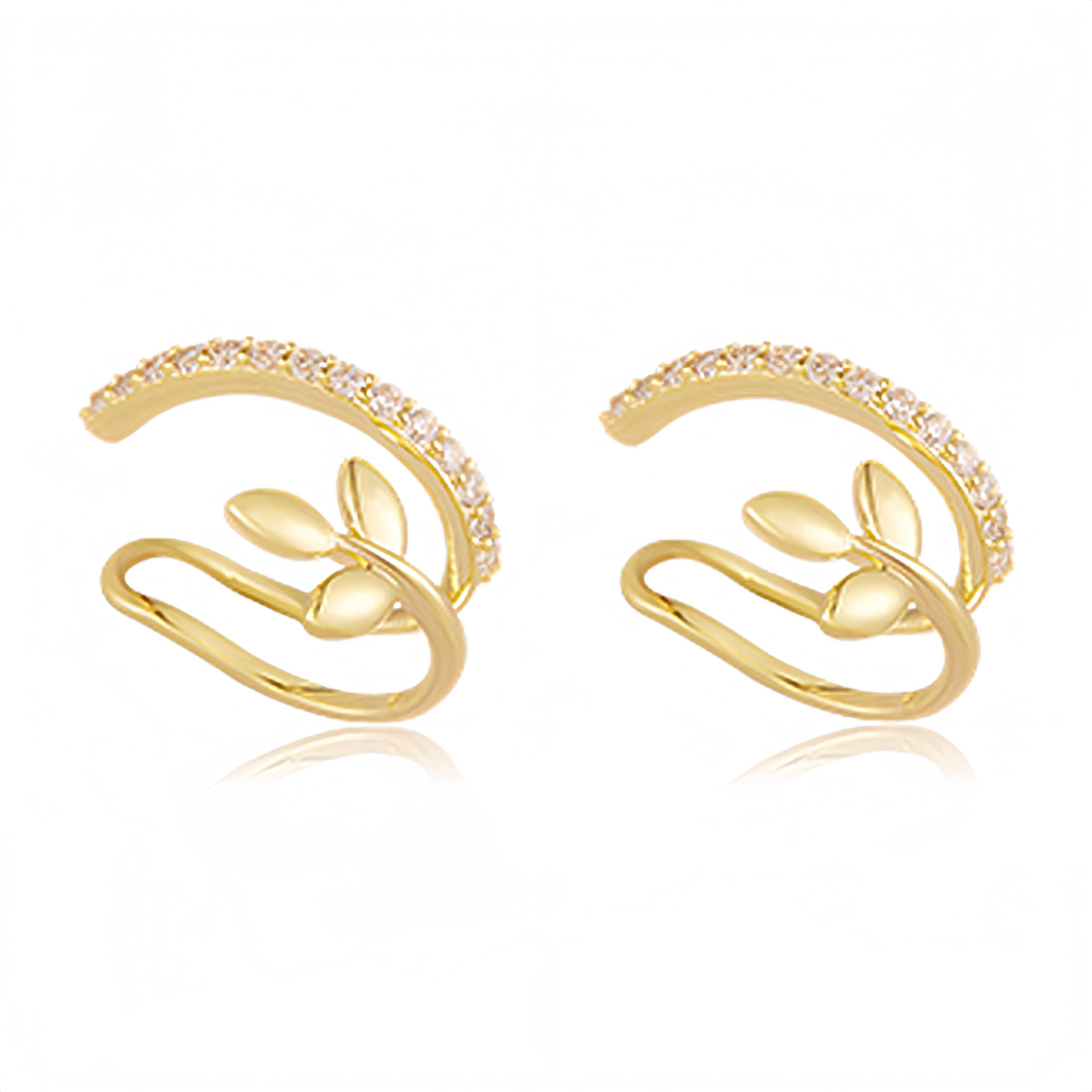 2pcs Ear Cuffs Without Piercing Adjustable Ear Cuff Non Piercing Cuff Earrings For Women Clip On Cartilage Helix Conch Fake Earrings Hypoallergenic（Gold）-image-34